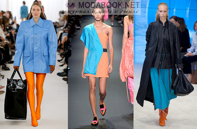 Мода весна-лето 2022: голубой с оранжевым